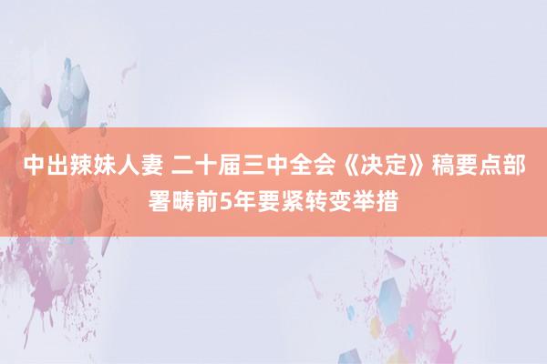 中出辣妹人妻 二十届三中全会《决定》稿要点部署畴前5年要紧转变举措