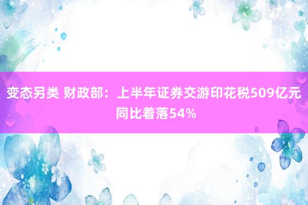 变态另类 财政部：上半年证券交游印花税509亿元 同比着落54%