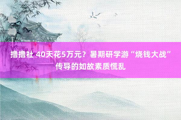 撸撸社 40天花5万元？暑期研学游“烧钱大战”传导的如故素质慌乱