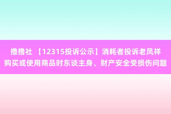 撸撸社 【12315投诉公示】消耗者投诉老凤祥购买或使用商品时东谈主身、财产安全受损伤问题