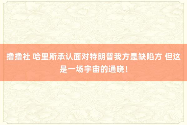 撸撸社 哈里斯承认面对特朗普我方是缺陷方 但这是一场宇宙的通晓！