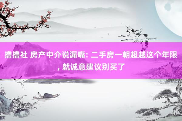 撸撸社 房产中介说漏嘴: 二手房一朝超越这个年限， 就诚意建议别买了