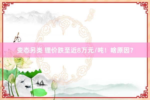 变态另类 锂价跌至近8万元/吨！啥原因？