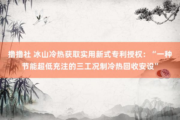 撸撸社 冰山冷热获取实用新式专利授权：“一种节能超低充注的三工况制冷热回收安设”