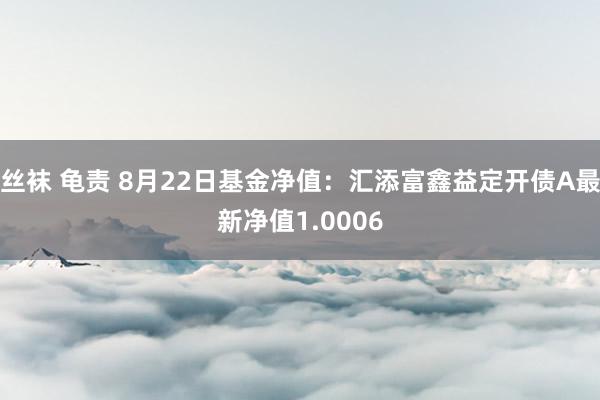 丝袜 龟责 8月22日基金净值：汇添富鑫益定开债A最新净值1.0006