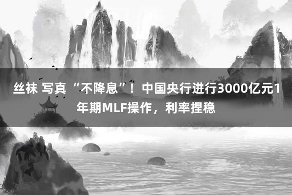 丝袜 写真 “不降息”！中国央行进行3000亿元1年期MLF操作，利率捏稳