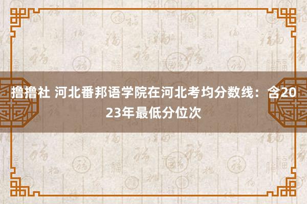 撸撸社 河北番邦语学院在河北考均分数线：含2023年最低分位次